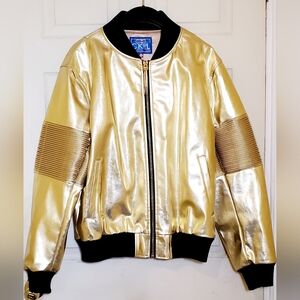 Metallic Gold Men's Bomber Jacket Size XL